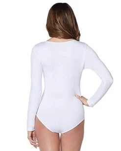 Long Sleeve White Bodysuit -Spirit Halloween Deals Store 01263854 b