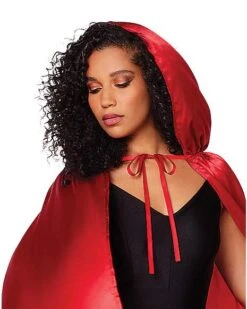 Red Satin Hooded Womens Cape -Spirit Halloween Deals Store 01277581 c