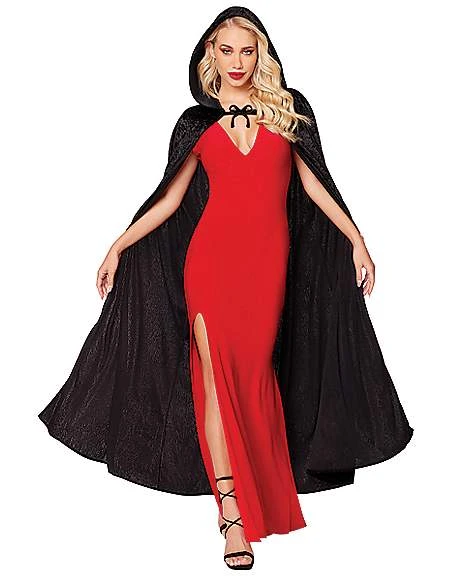 Black Velvet Hooded Womens Cape 1 Black Velvet Hooded Womens Cape