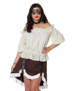 Ivory Off The Shoulder Shirt -Spirit Halloween Deals Store 01315555 a