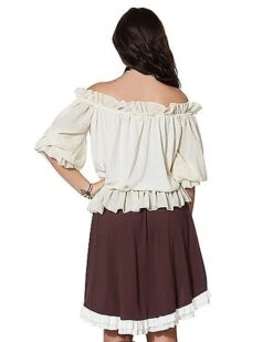 Ivory Off The Shoulder Shirt -Spirit Halloween Deals Store 01315555 b