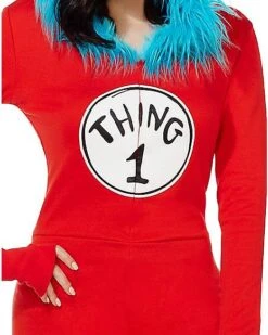 Adult Thing 1 And Thing 2 Romper Costume - Dr. Seuss 9 Adult Thing 1 And Thing 2 Romper Costume - Dr. Seuss -Spirit Halloween Deals Store 01360049 c