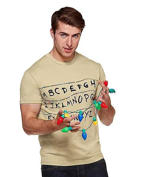 Adult Alphabet Wall T Shirt - Stranger Things 1 Adult Alphabet Wall T Shirt - Stranger Things