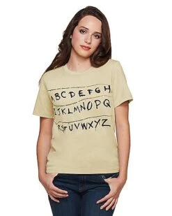 Adult Alphabet Wall T Shirt - Stranger Things 8 Adult Alphabet Wall T Shirt - Stranger Things -Spirit Halloween Deals Store 01381979 d