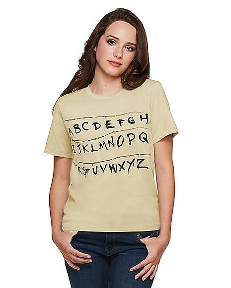 Adult Alphabet Wall T Shirt - Stranger Things 4 Adult Alphabet Wall T Shirt - Stranger Things - Image 4