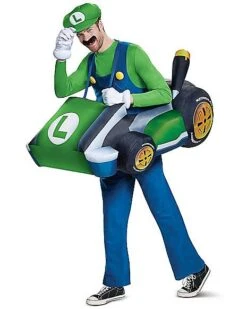Adult Luigi Kart Inflatable Costume - Mario Kart -Spirit Halloween Deals Store 01394071 c