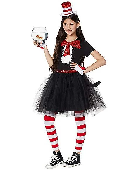 Kids Cat In The Hat Dress Costume - Dr. Seuss 2 Kids Cat In The Hat Dress Costume - Dr. Seuss - Image 2