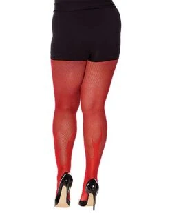 Red Devil Flame Fishnet Stockings -Spirit Halloween Deals Store 01441682 b