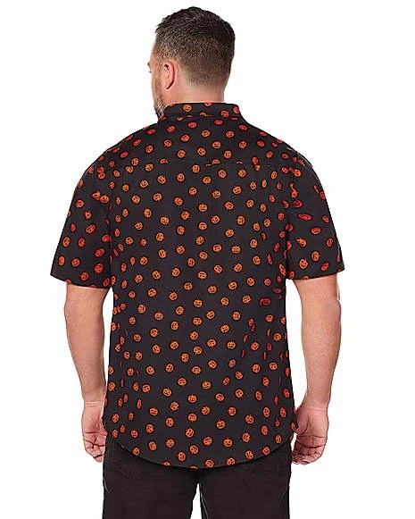 Pumpkin Print Button Down Plus Size Shirt 2 Pumpkin Print Button Down Plus Size Shirt - Image 2