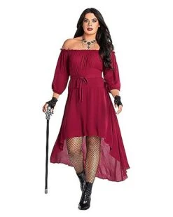 Adult Burgundy Peasant Dress -Spirit Halloween Deals Store 01589266 c