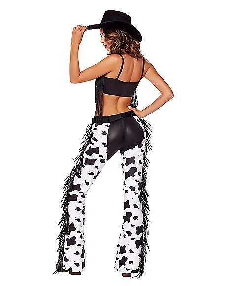 Adult Cow Print Chaps 2 Adult Cow Print Chaps - Image 2